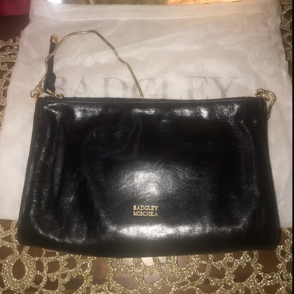 Badgley Mischka leather purse w/gold chain strap - Picture 3 of 8